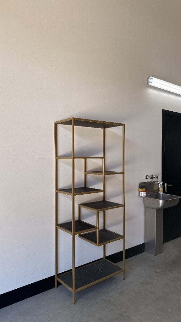 Vakkenkast 80x200 cm – goud frame & zwart marmerlook – nieuw, Huis en Inrichting, Kasten | Wandmeubels, Met plank(en), Nieuw, Minder dan 150 cm