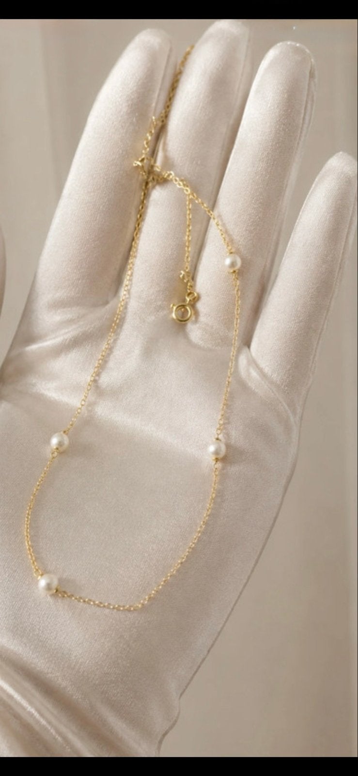 Vintage 18K Geelgouden Collier met Gekweekte Pareltjes, Ophalen of Verzenden, Zo goed als nieuw, Met edelsteen, Goud
