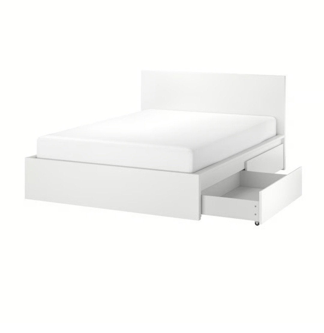malm bed ikea, Ophalen, Wit, Tweepersoons, Zo goed als nieuw