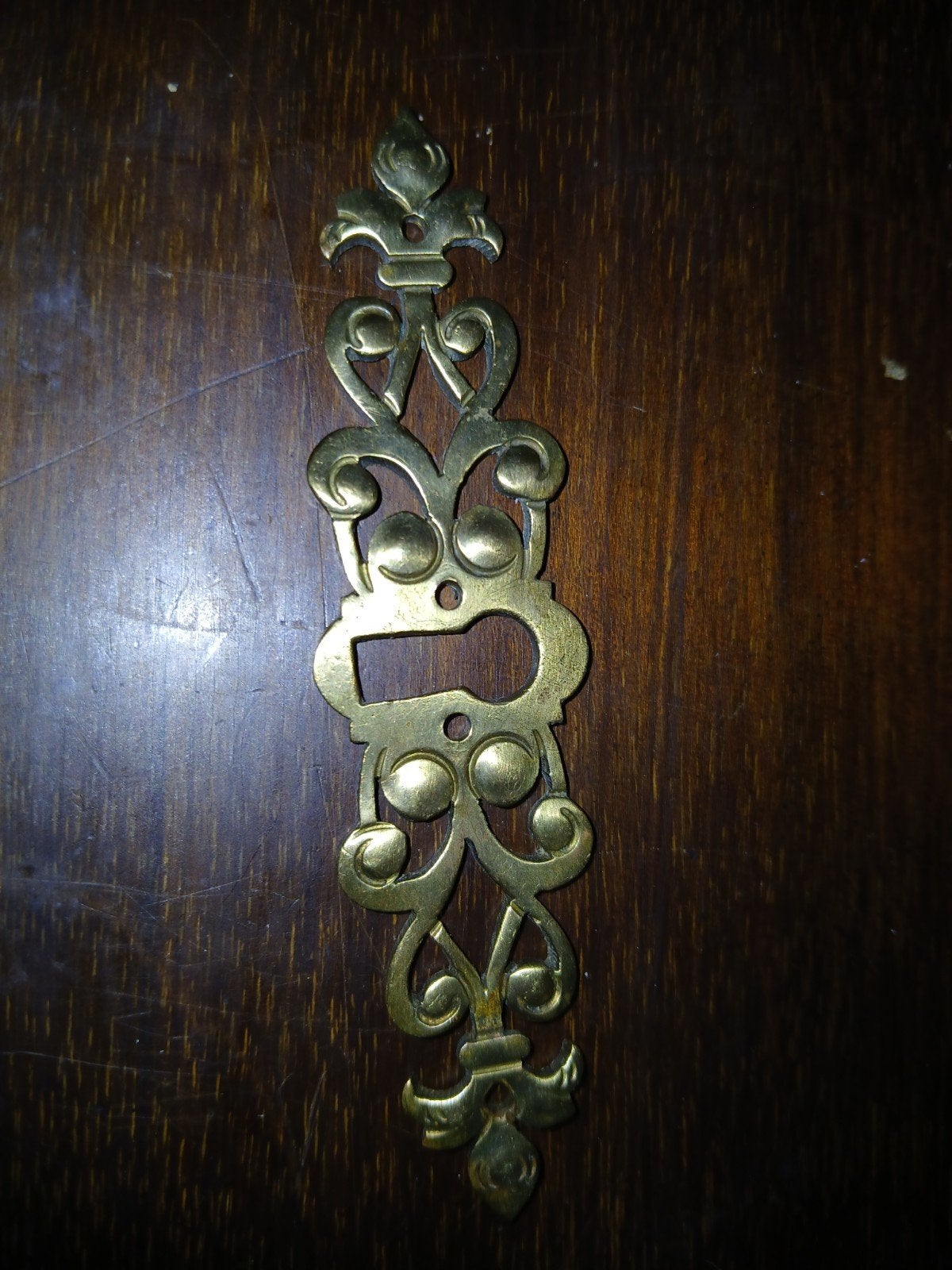 Antiek sleutelplaatje messing, decoratief, Ophalen of Verzenden