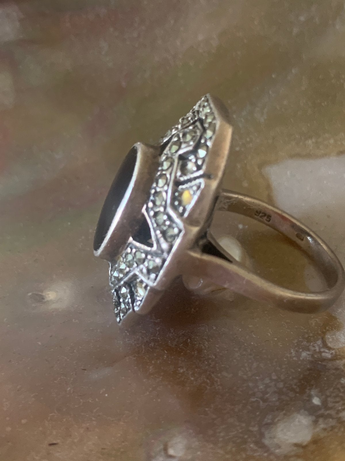 Mooie zilveren ring in Art deco stijl, Ophalen of Verzenden, Zilver, Ring