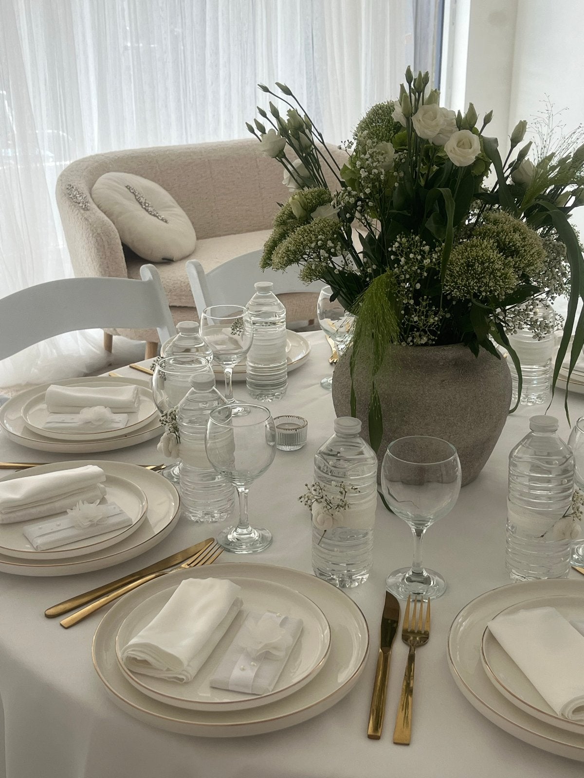 Tafeldecoratie voor Speciale Gelegenheden Te Huur, Ophalen of Verzenden, Natuurlijk materiaal, Wit, Klassiek