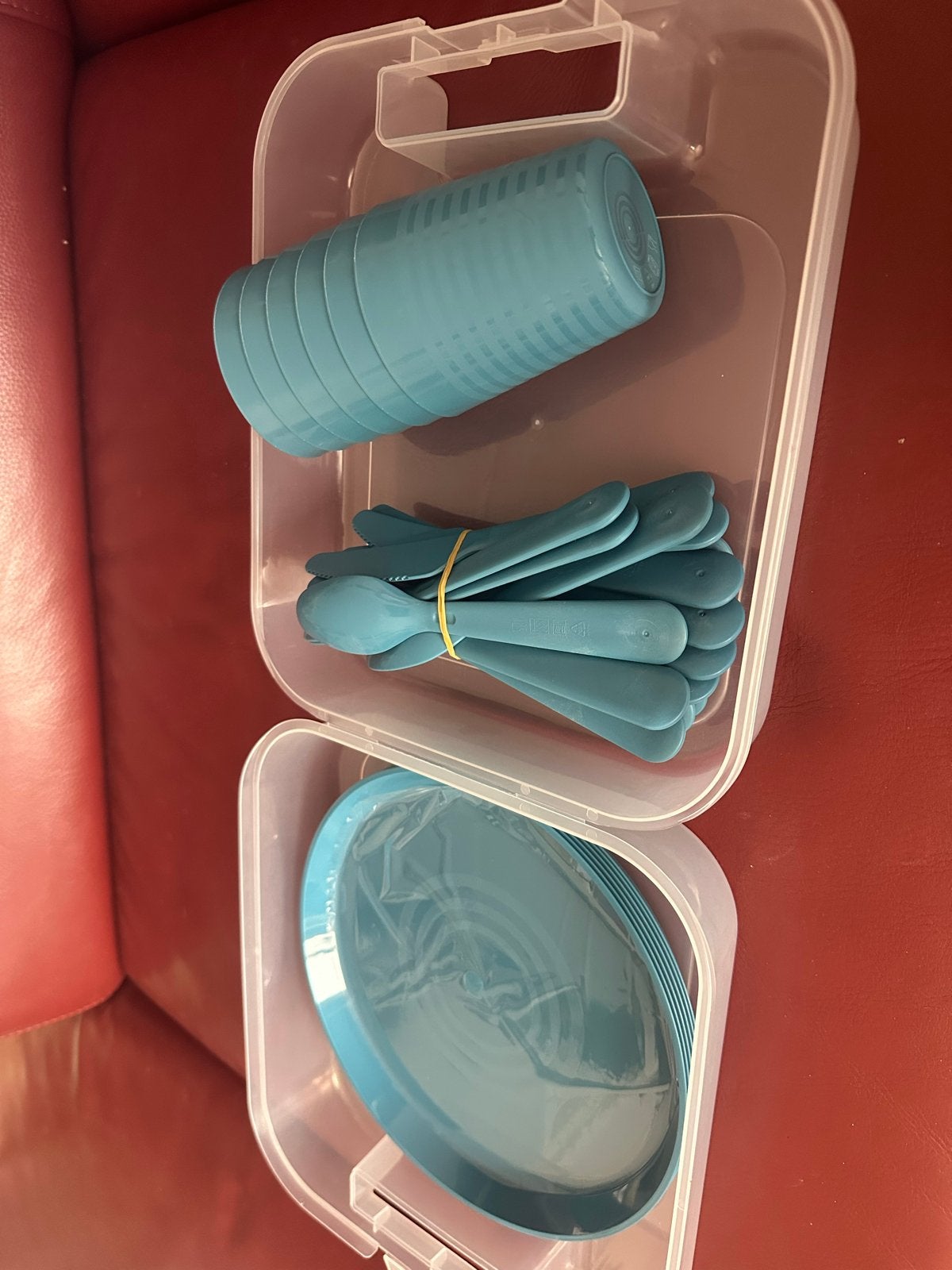 6-delig camping servies in handige draagdoos, Caravans en Kamperen, Ophalen of Verzenden, Nieuw