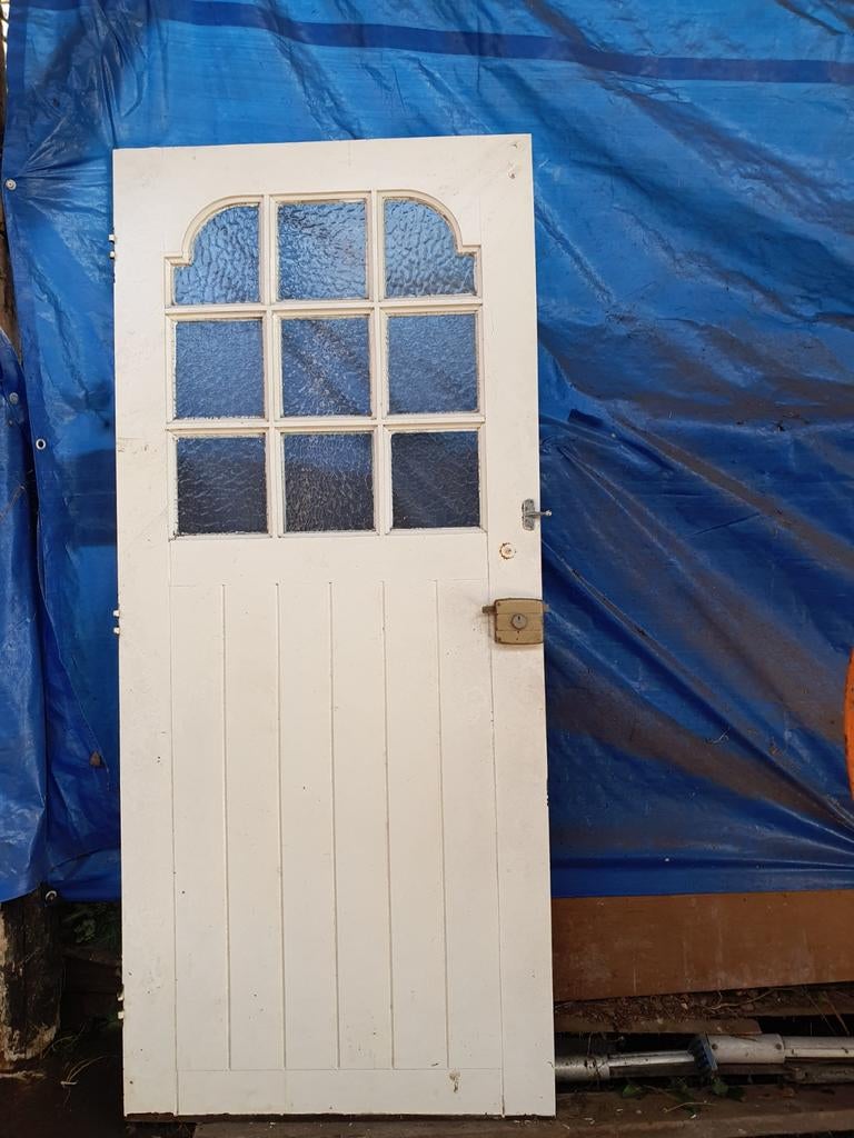 Deur hardhout., Ophalen, Gebruikt, Buitendeur, 200 tot 215 cm