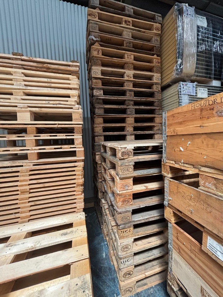40 Euro-pallets en 20 opzetranden, Ophalen, Gebruikt, 100 cm of meer, 60 cm of meer