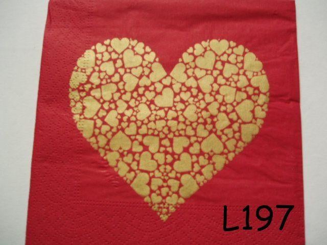 OPRUIMING servetten decoupage * hart goud L197 – 9x, Verzenden, Nieuw