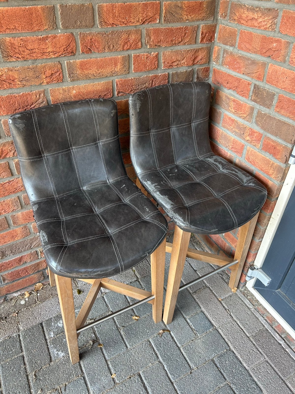 3 barkrukken met rugleuning - Gebruikt, Ophalen, Gebruikt, Met voetsteun, 90 cm of meer