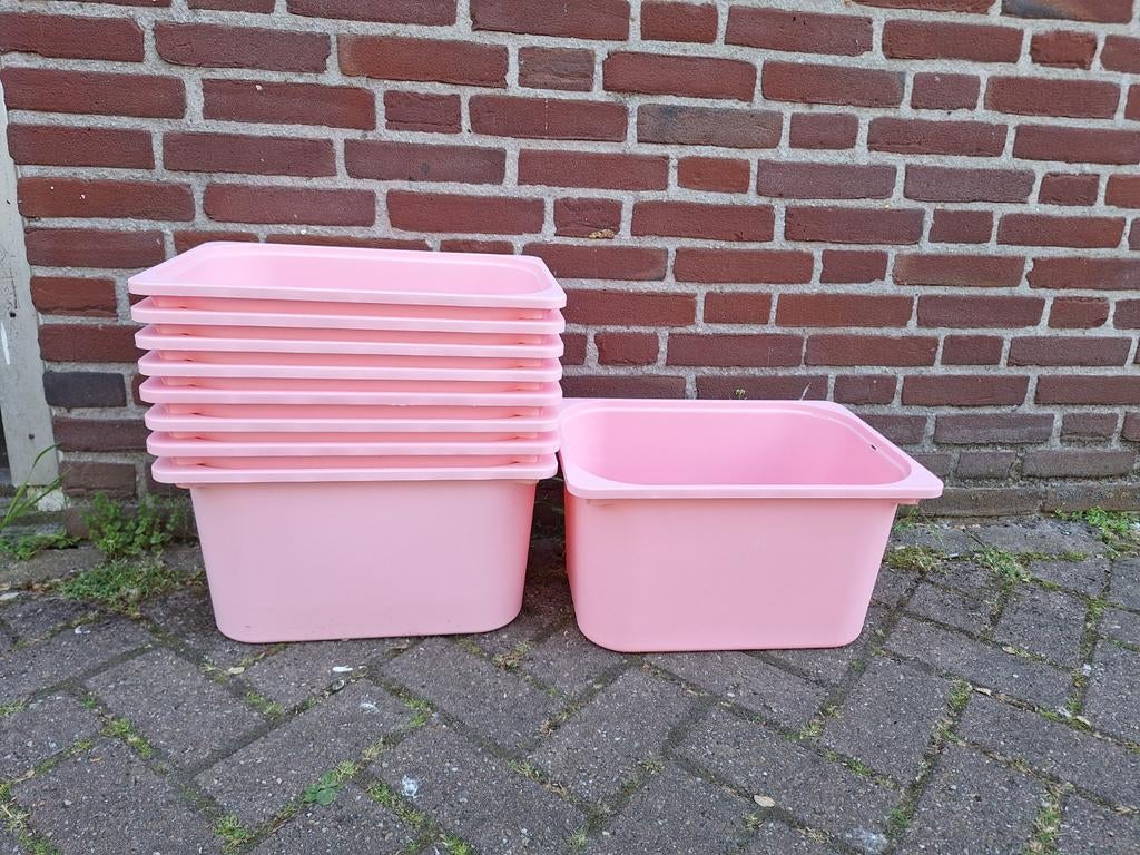 Ikea speelgoed roze kunststof bakken 9 stuks, Kunststof, Gebruikt, Schaal, Ophalen of Verzenden