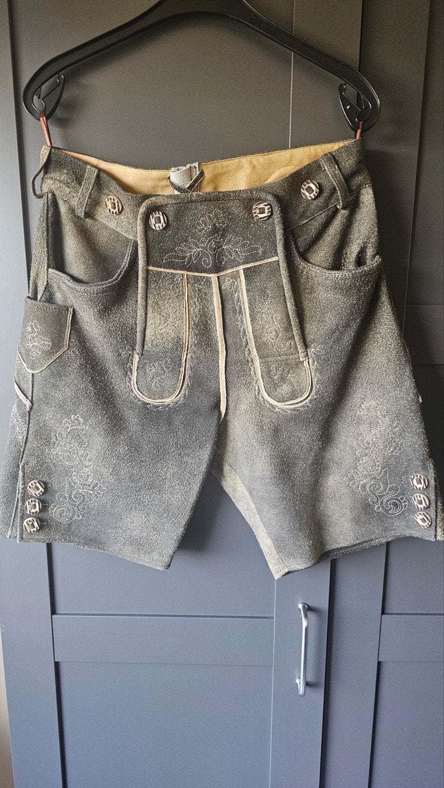 Traditionele lederhose, Maat 48/50 (M), Ophalen of Verzenden, Grijs, Mister lederhosen