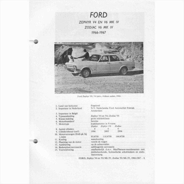 Ford Zephyr V4 en V6 Zodiac V6 Vraagbaak losbladig 1966-1967, Ophalen of Verzenden, Gelezen, Ford