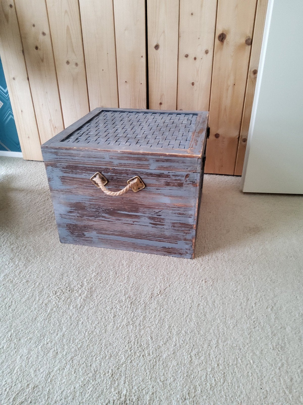 Decoratieve opbergkist met touwgrepen en vlechtwerk, Ophalen, 50 – 75, 50 tot 100 cm, Nieuw