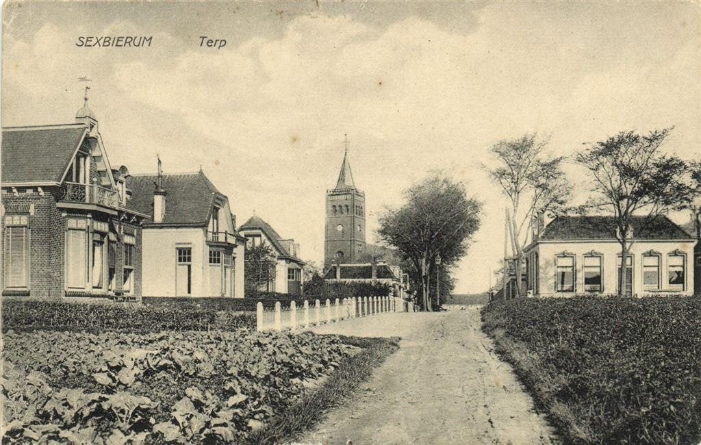 Sexbierum - Terp - 1925 gelopen, Verzamelen, Ophalen of Verzenden, 1920 tot 1940, Gelopen, Friesland