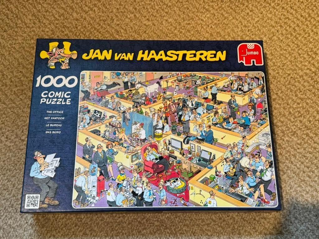 Jan van Haasteren puzzel - 1000 - Het kantoor, Hobby en Vrije tijd, Denksport en Puzzels, Verzenden, 500 t/m 1500 stukjes, Gebruikt