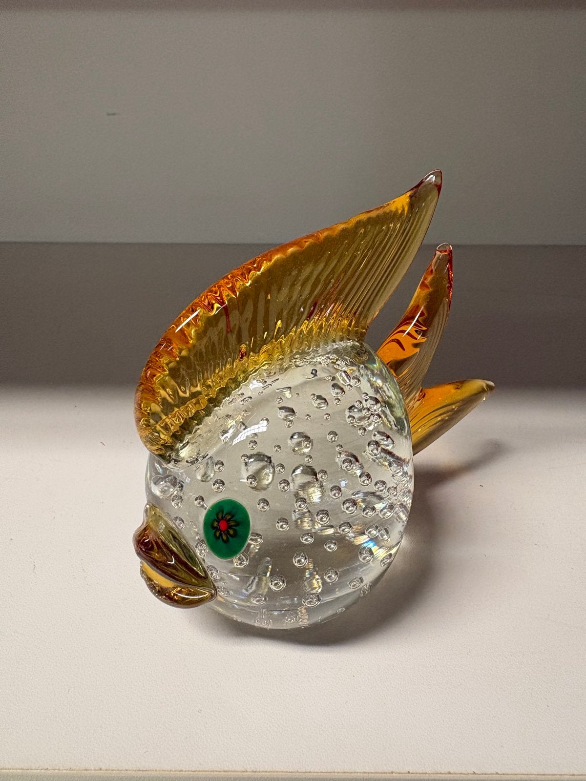 Prachtige Murano glazen vis met bubbels - Handgemaakt, Glas, Minder dan 20 cm, Ophalen of Verzenden, Handgemaakt