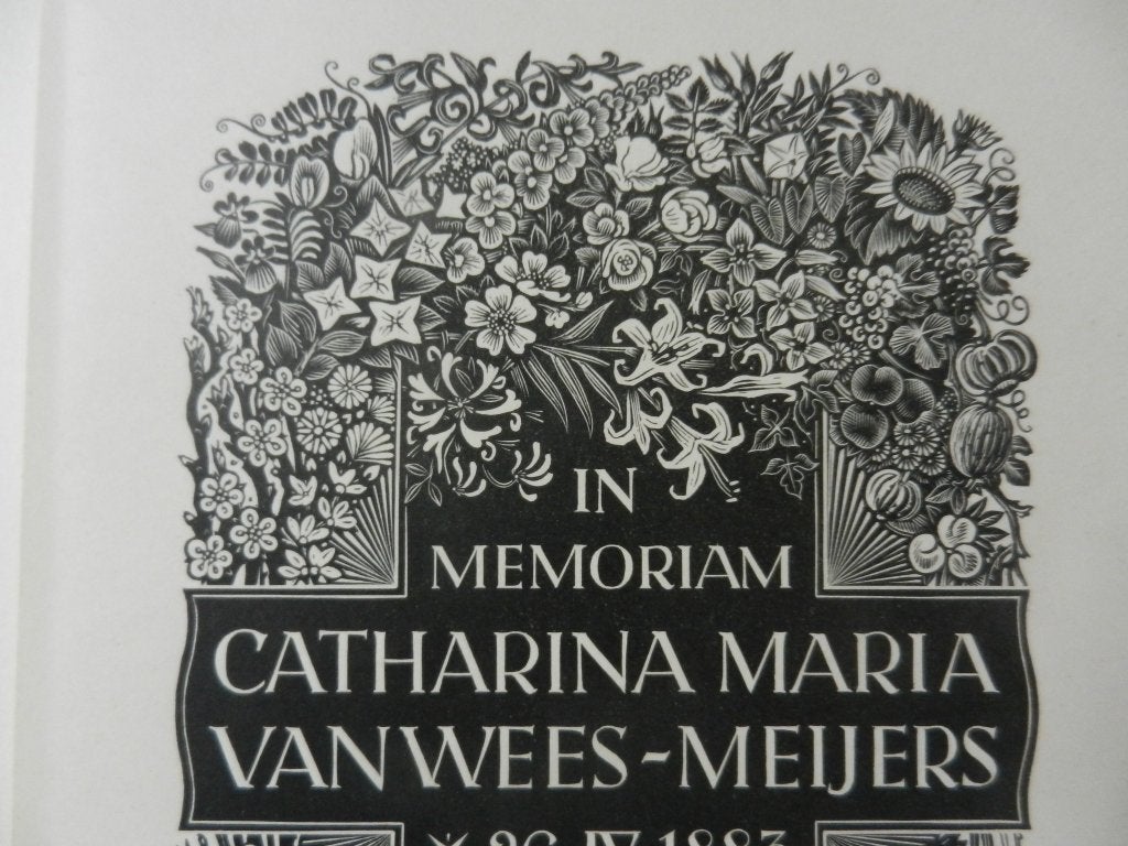 Houtgravure Dirk van Gelder In memoriam C.M. v. Wees Meijers, Antiek en Kunst, Ophalen of Verzenden, Gravure, 14 cm, 20 cm
