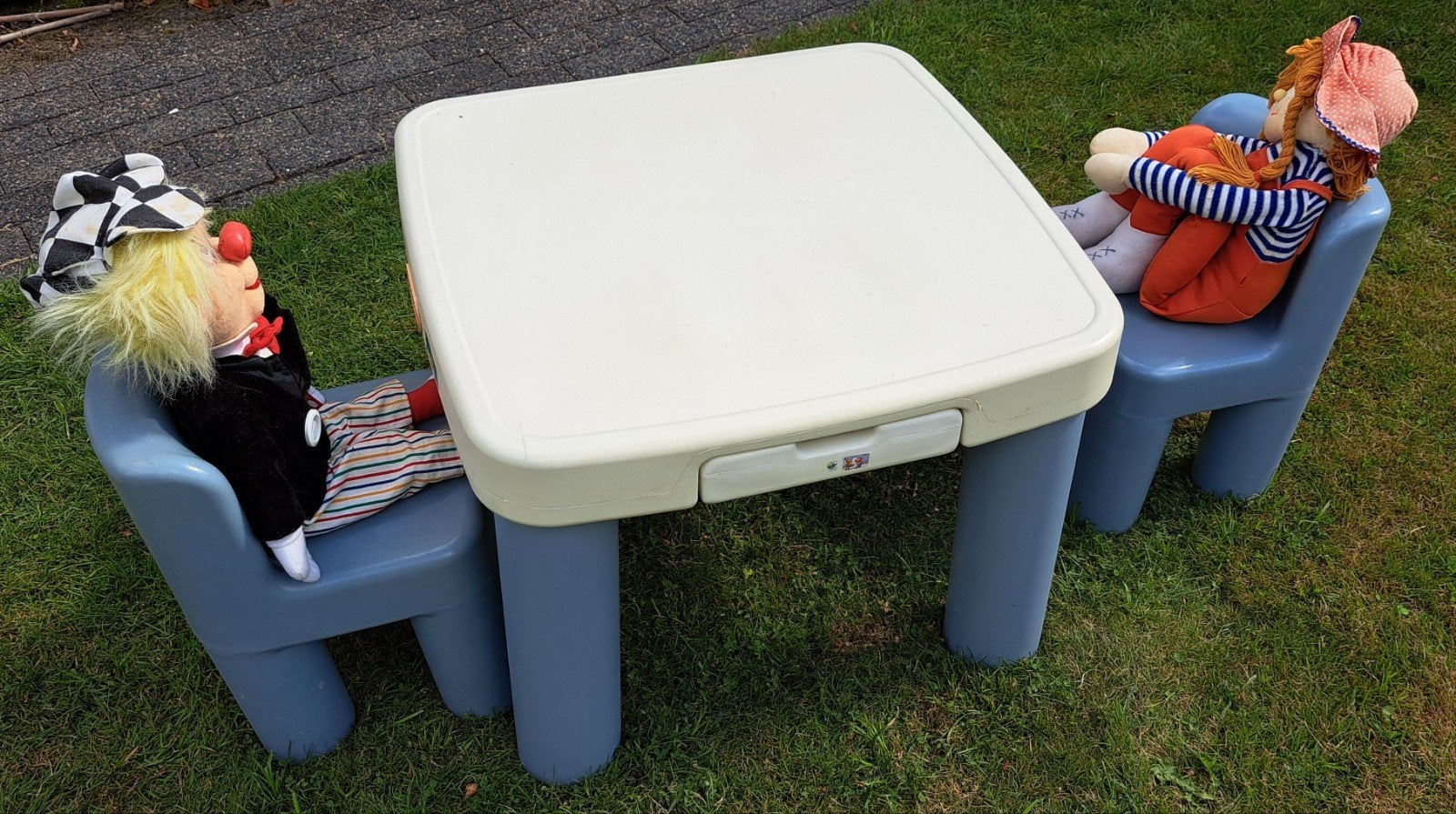 Vintage Little Tikes kindertafel met 2 laden en 2 stoeltjes, Ophalen, Gebruikt, Tafel(s) en Stoel(en)