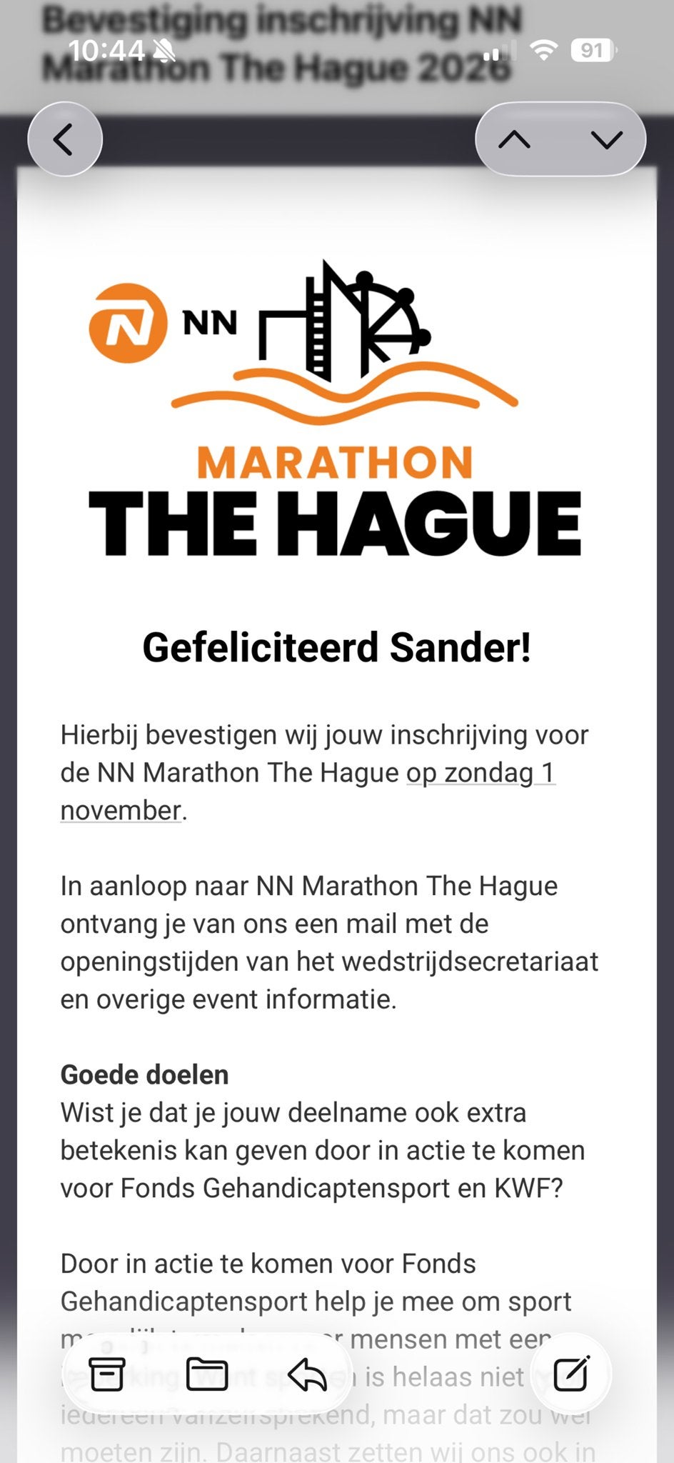 Startbewijs Den Haag (The Hague) marathon, Tickets en Kaartjes, Sport | Overige, Eén persoon, Oktober