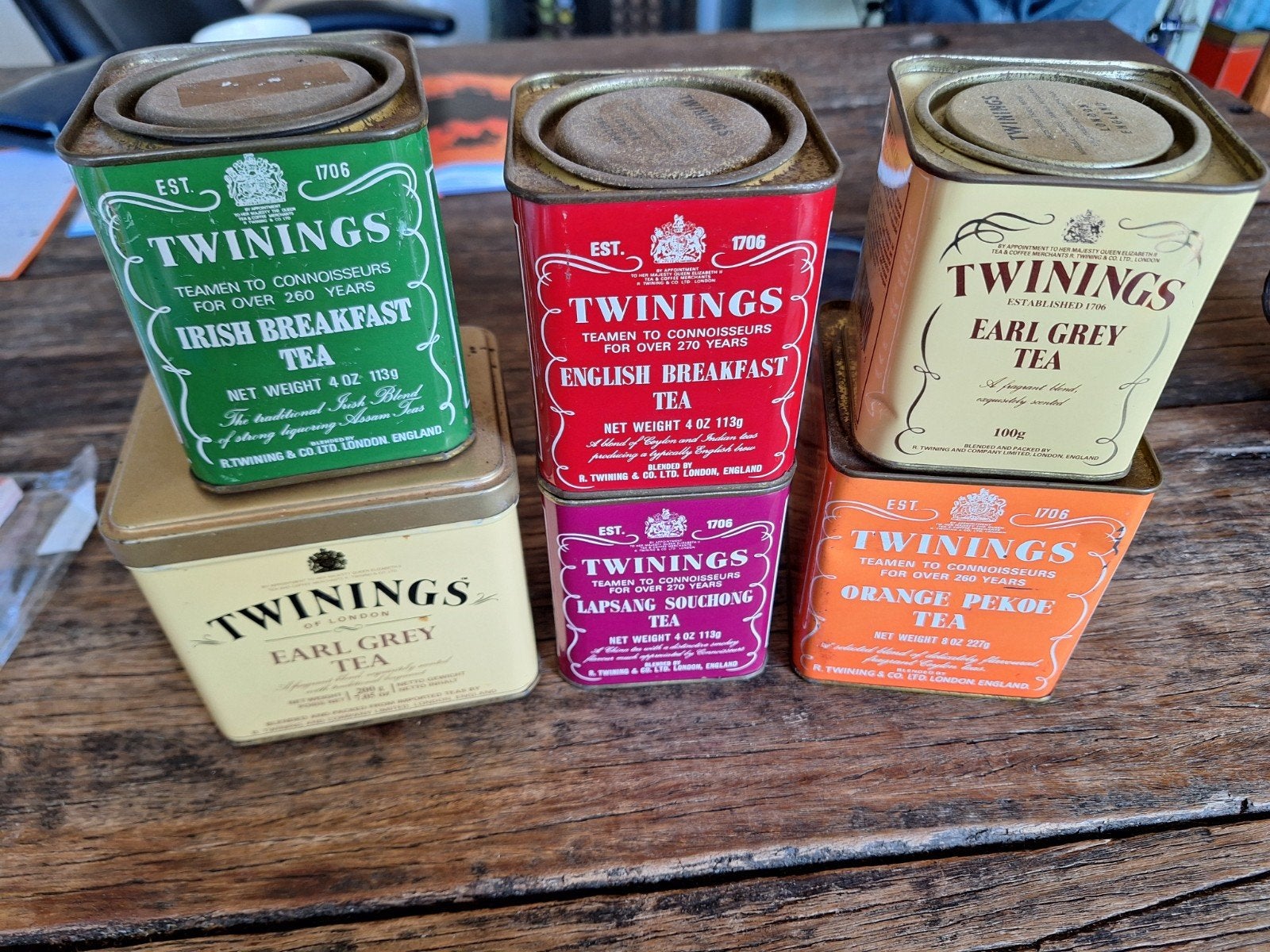 Vintage Twinings Theeblikken - Set van 6, Ophalen of Verzenden