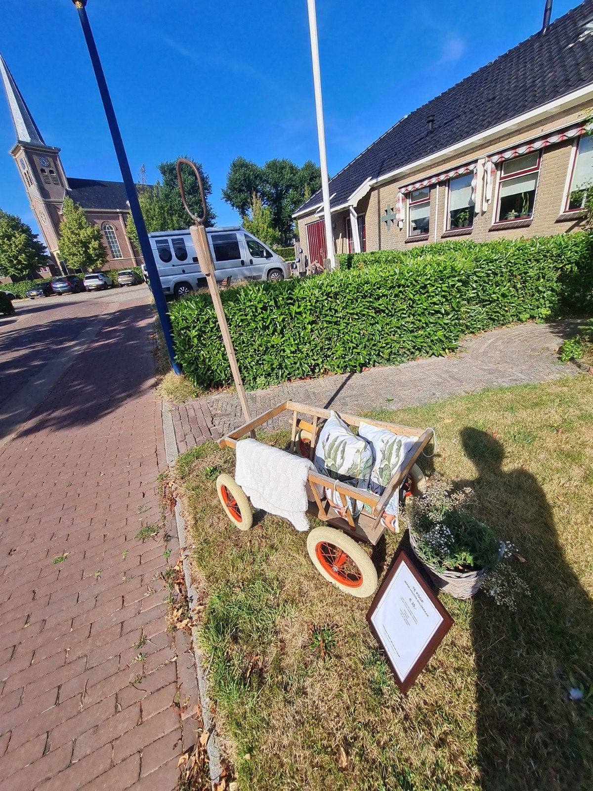 Vintage houten bolderkar met rubberen wielen, Ophalen of Verzenden, Gebruikt, Duwvoertuig