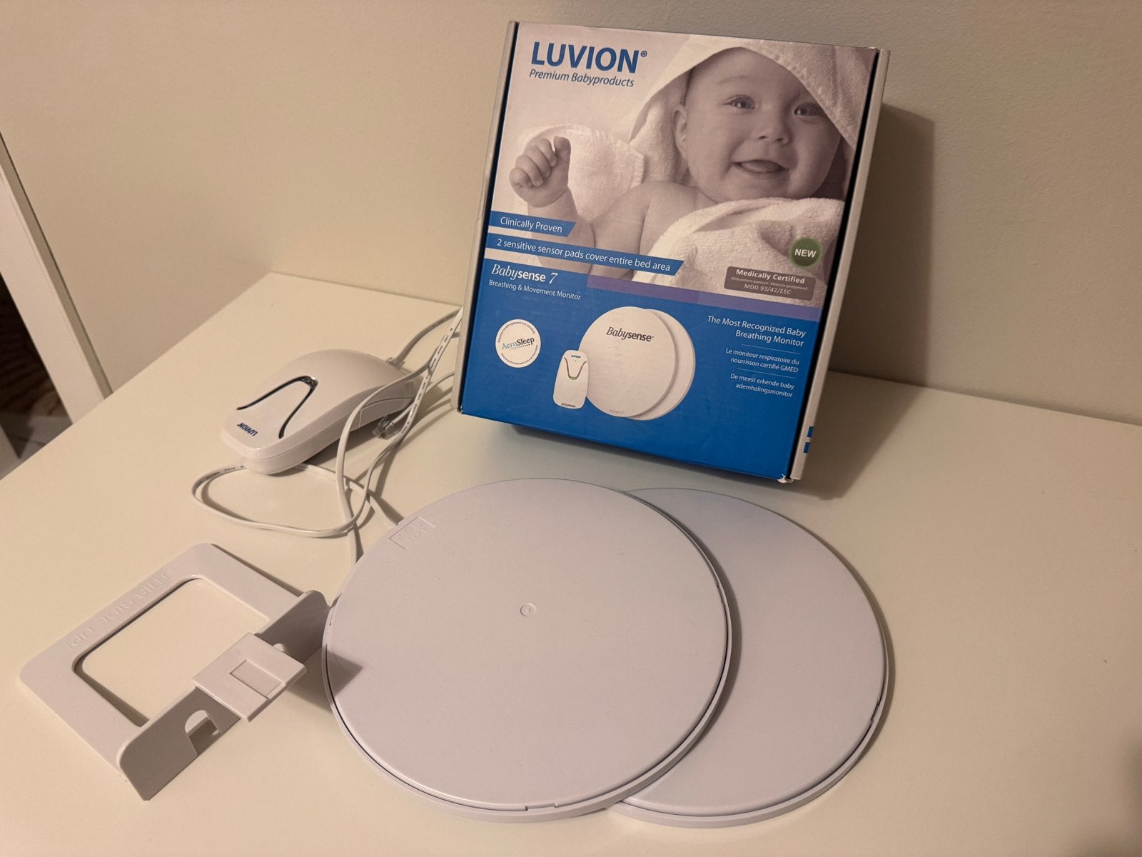 Luvion Babysense 7 Ademhalings- en Bewegingsmonitor, Kinderen en Baby's, Babyfoons, Ophalen of Verzenden, Zo goed als nieuw, Minder dan 100 meter