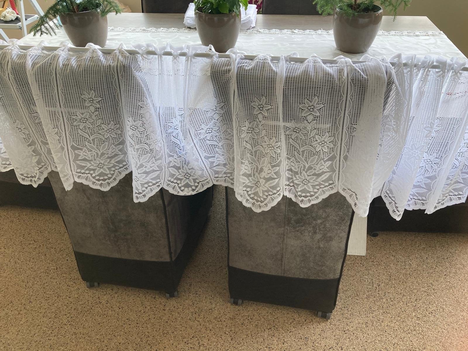 4x Kanten Vitrage Gordijnen - 250x45 cm, Ophalen of Verzenden, Gebruikt, Wit, Vitrage