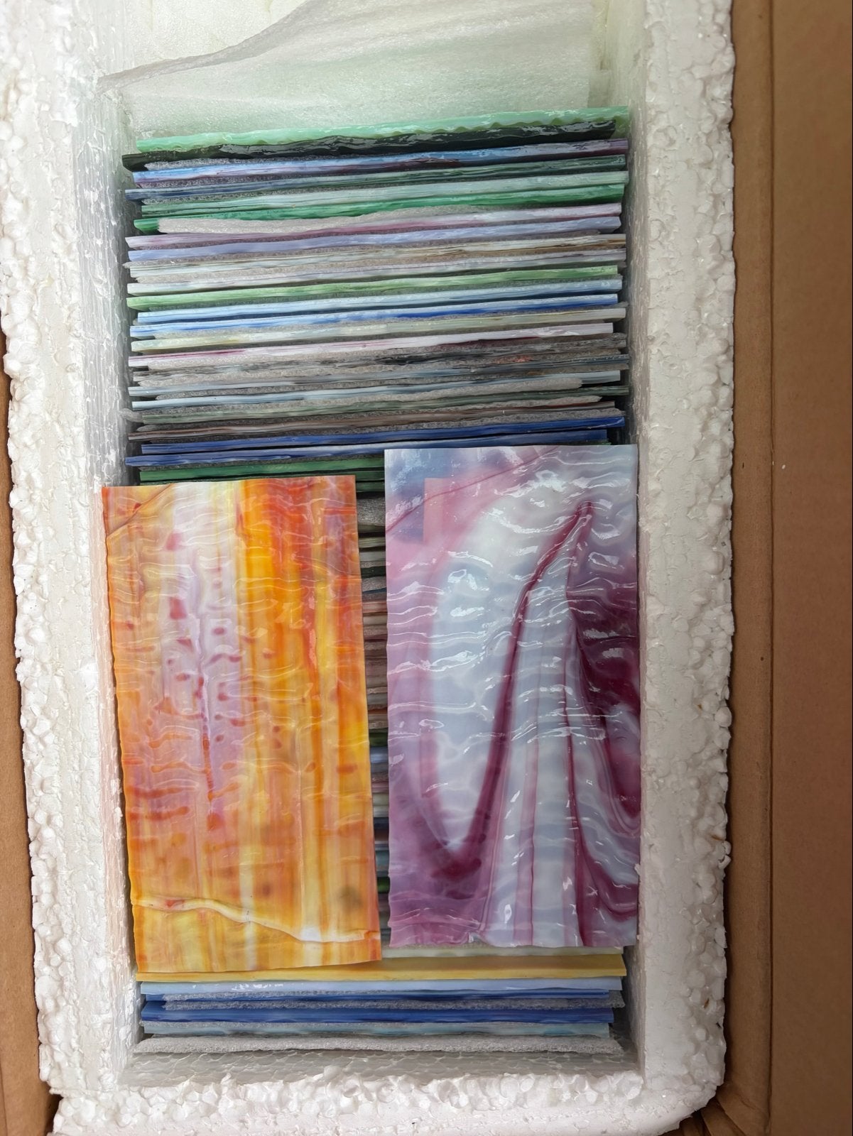 Youghiogheny glasstalen / samples – Tiffany & glas-in-lood, Overige thema's, Meerkleurig, Ophalen of Verzenden, Zo goed als nieuw