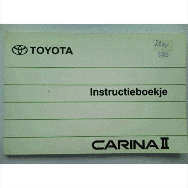 Toyota Carina II Instructieboekje 1990 #1 Nederlands, Ophalen of Verzenden