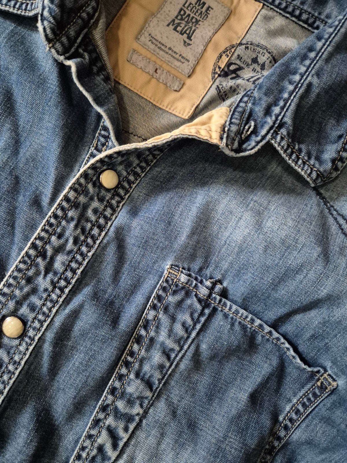 Pme Legend Pall Mall jeans Spijkerblouse maat L, Kleding | Heren, Overhemden, ., Zo goed als nieuw, ., .