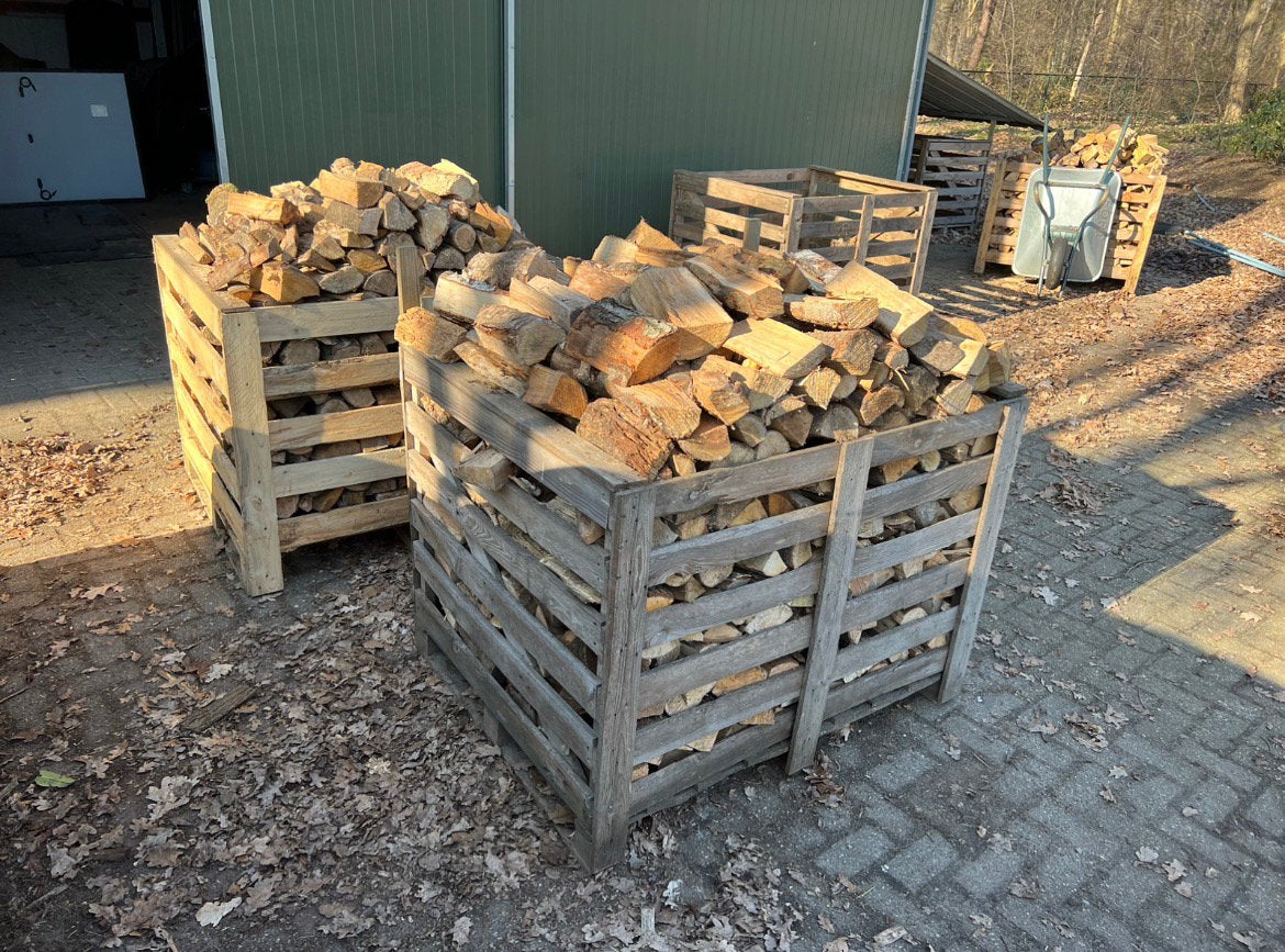 Gekloofd haardhout per krat/kuub