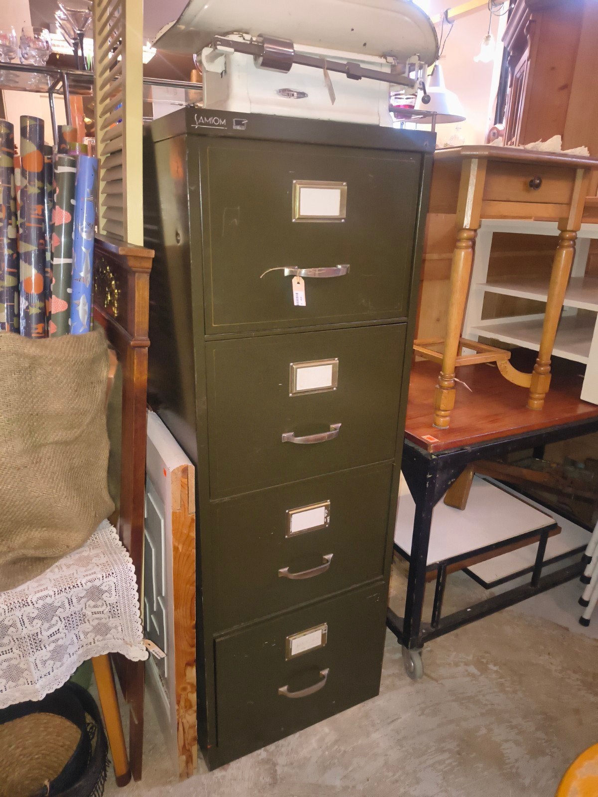 Super gave groene archiefkast, lockerkast met lades, Ophalen, Gebruikt