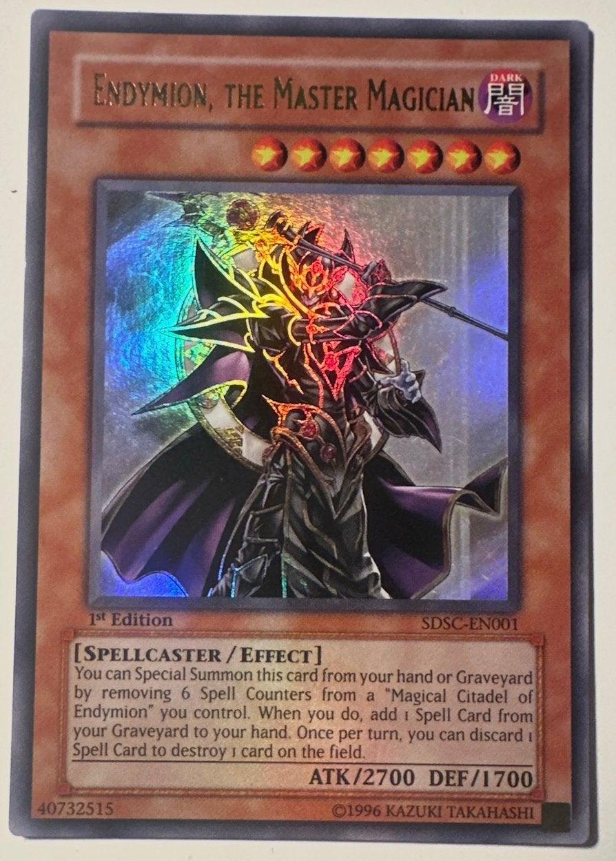 Yu-Gi-Oh! Endymion, the Master Magician SDSC 1st Edition !, Ophalen of Verzenden, Gebruikt, Losse kaart, Foil