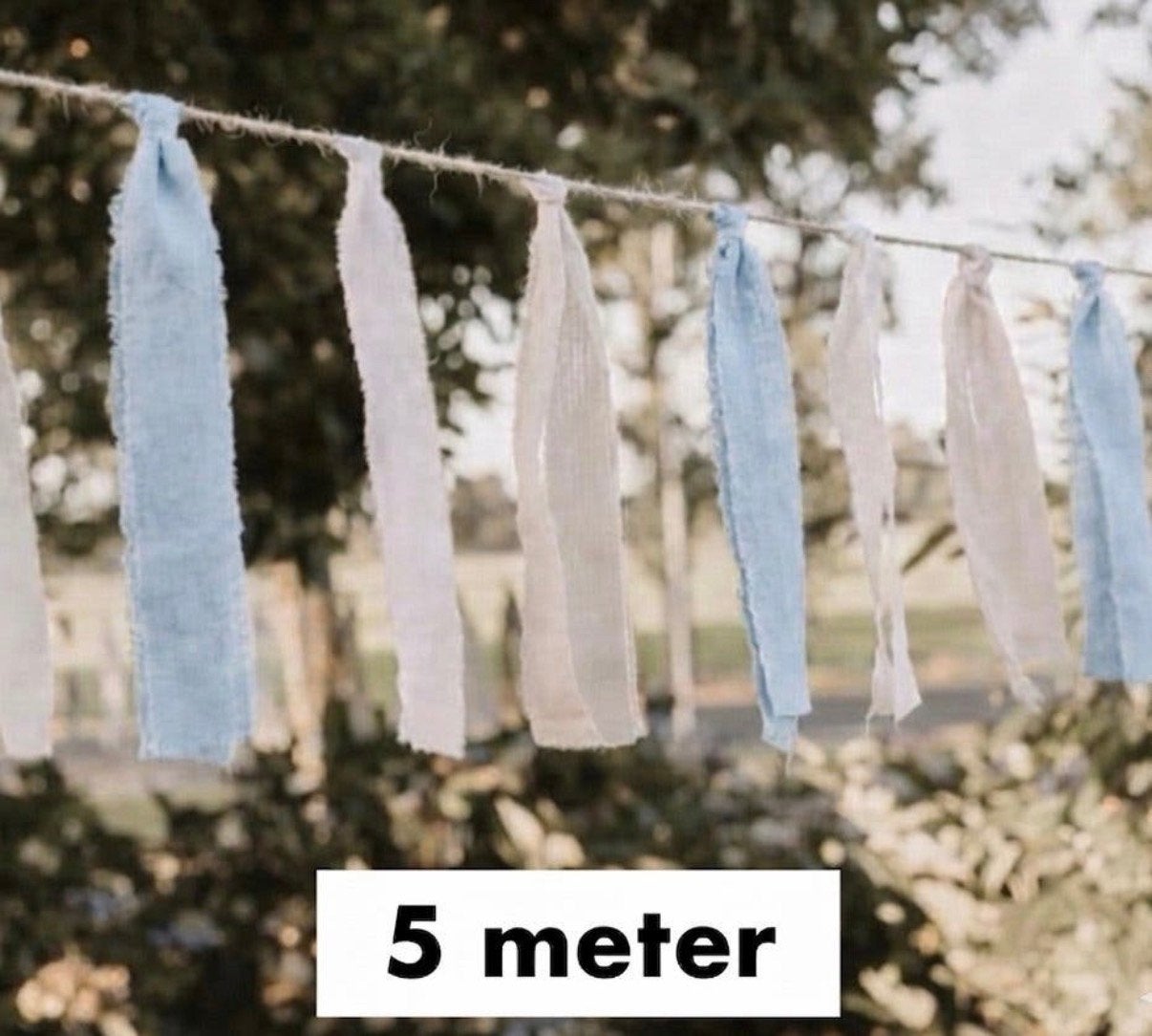 Nieuwe stoffen slinger 5 meter (lichtblauw/beige/wit), Ophalen of Verzenden, Nieuw, Versiering