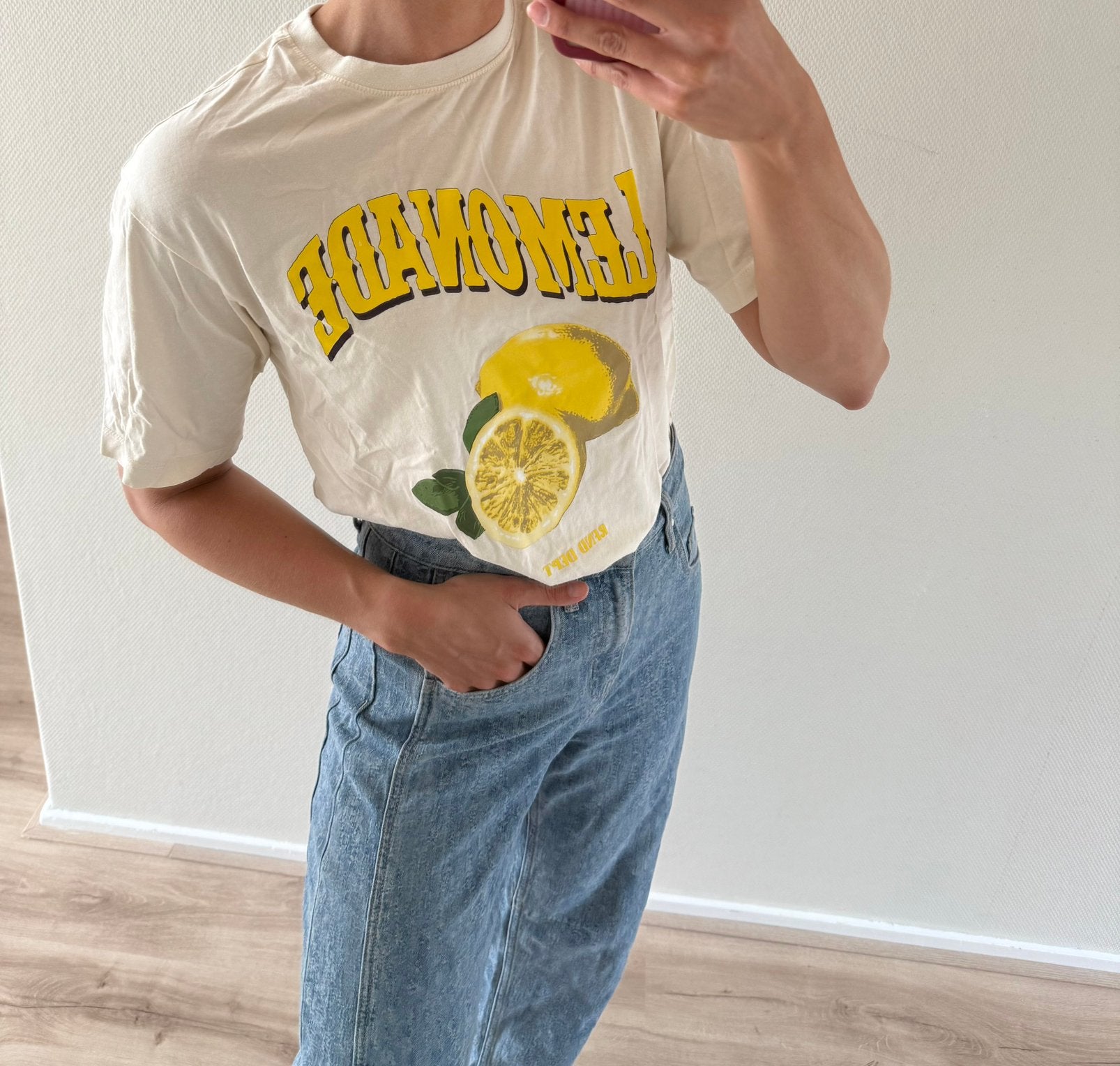 T shirt van refined departmant beige geel maat s m, Geel, Ophalen of Verzenden, Zo goed als nieuw, Korte mouw