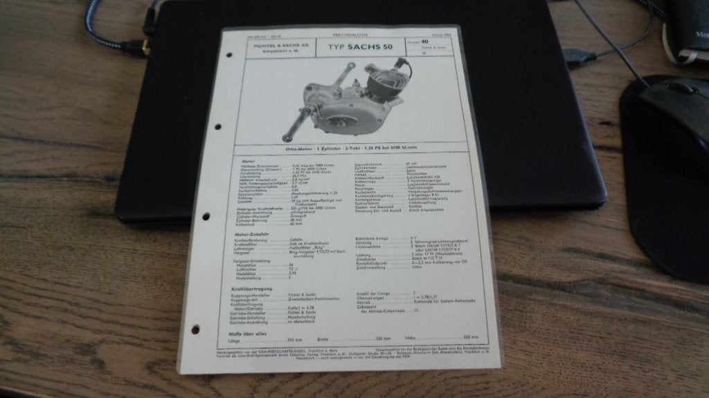 Folder  SACHS  50  ,  1-1954, Verzenden, Zo goed als nieuw, Overige merken