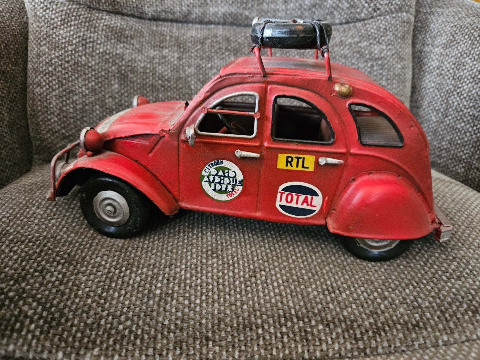 Blikken Citroën 2CV Raid Afrique Model - 25cm, Hobby en Vrije tijd, Ophalen of Verzenden