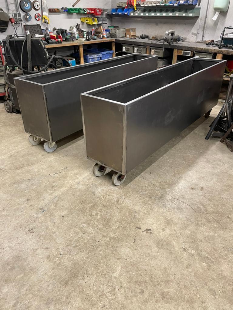 2x Cortenstaal plantenbakken, verrijdbaar, Tuin en Terras, Bloembakken en Plantenbakken, 100 cm of meer, Nieuw, Ophalen of Verzenden