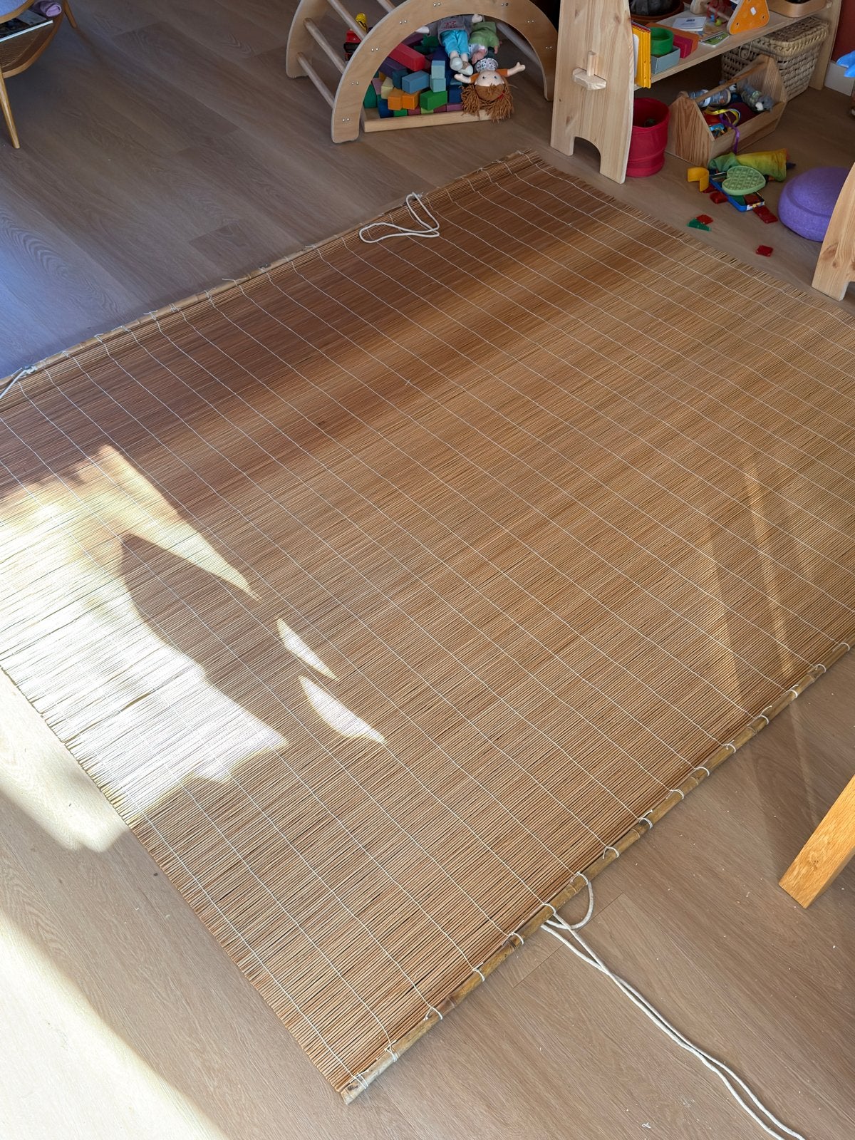Vintage Bamboe Rolgordijn 210x180 cm, Ophalen, Gebruikt, Bruin, Rolgordijn