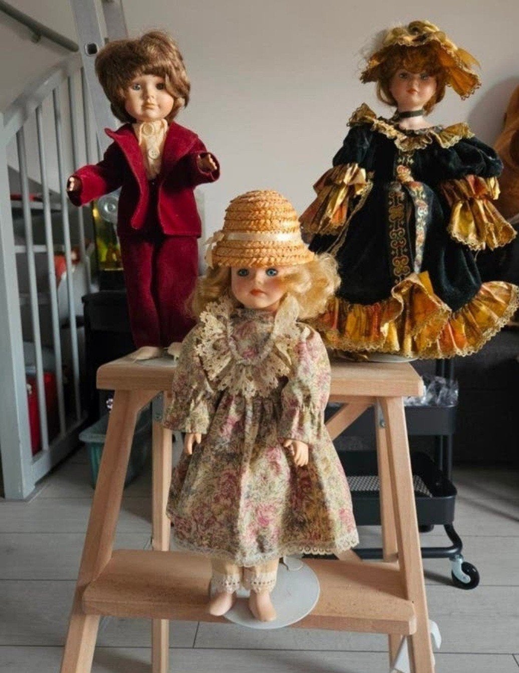 Set van 3 Vintage Porseleinen Poppen - Decoratief, Verzamelen, Poppen, Ophalen, Zo goed als nieuw, Pop