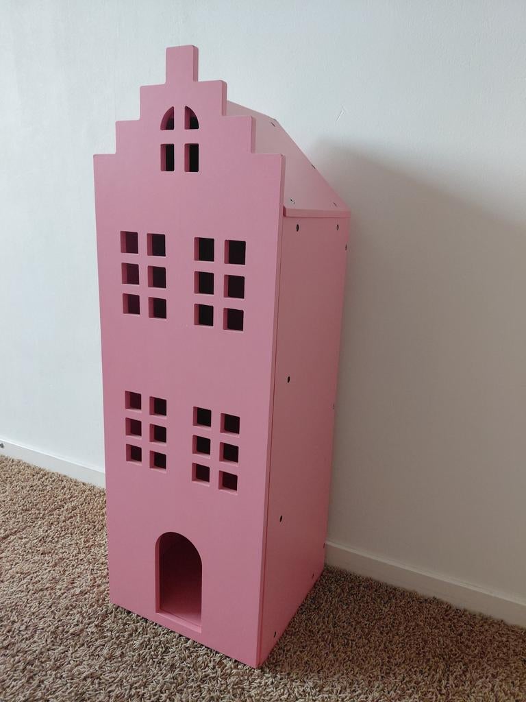 Hema Roze Grachtenpand Poppenhuis / Kastje, Ophalen, Gebruikt, Poppenhuis