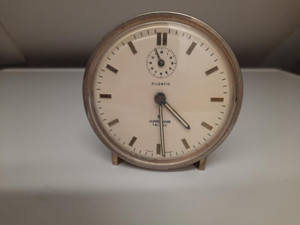 Vintage Junghans Silentic Wekker - Houten Omhulsel, Antiek en Kunst, Antiek | Klokken, Ophalen of Verzenden