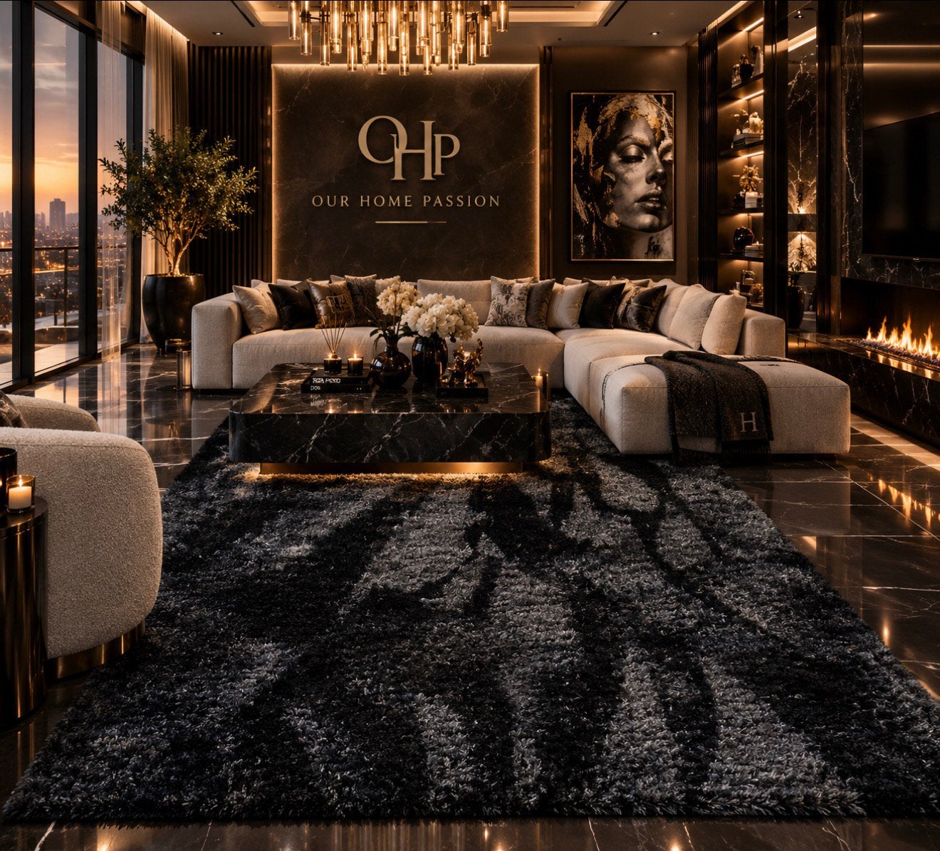 Hoogpolige 200×300 black-label erick kuster style zwart