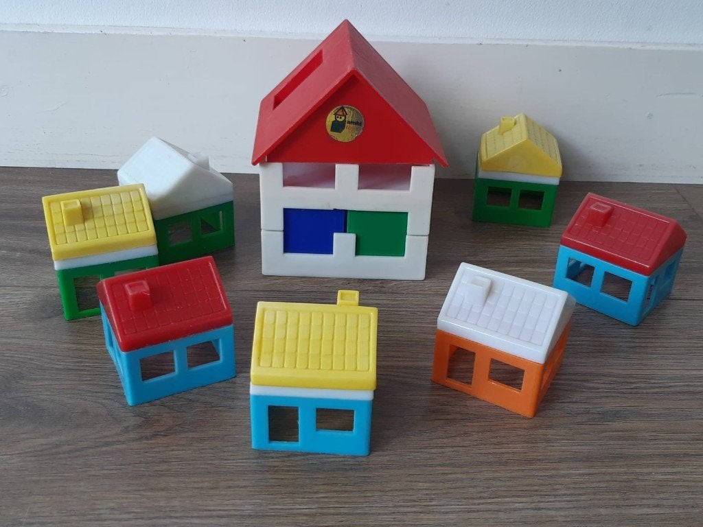 Vintage Ambi Toys blok huisjes, Ophalen of Verzenden, Gebruikt