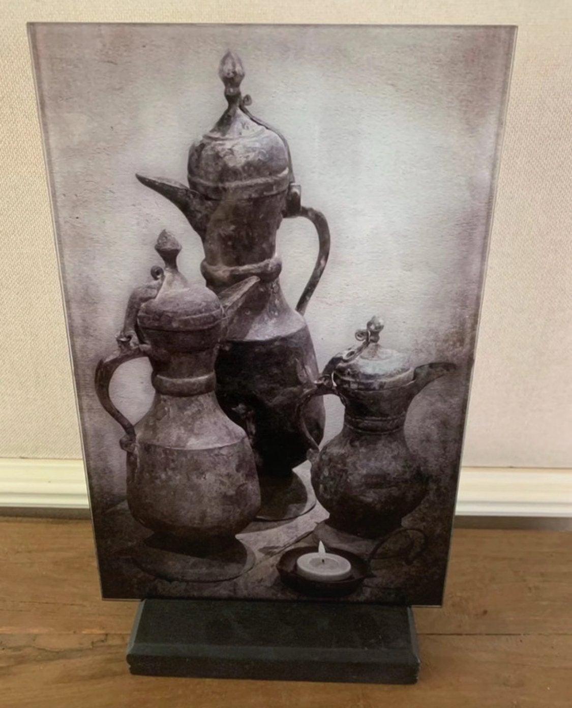 Glasschilderij op voetje, Ophalen of Verzenden, Nieuw, Minder dan 50 cm, Schilderij