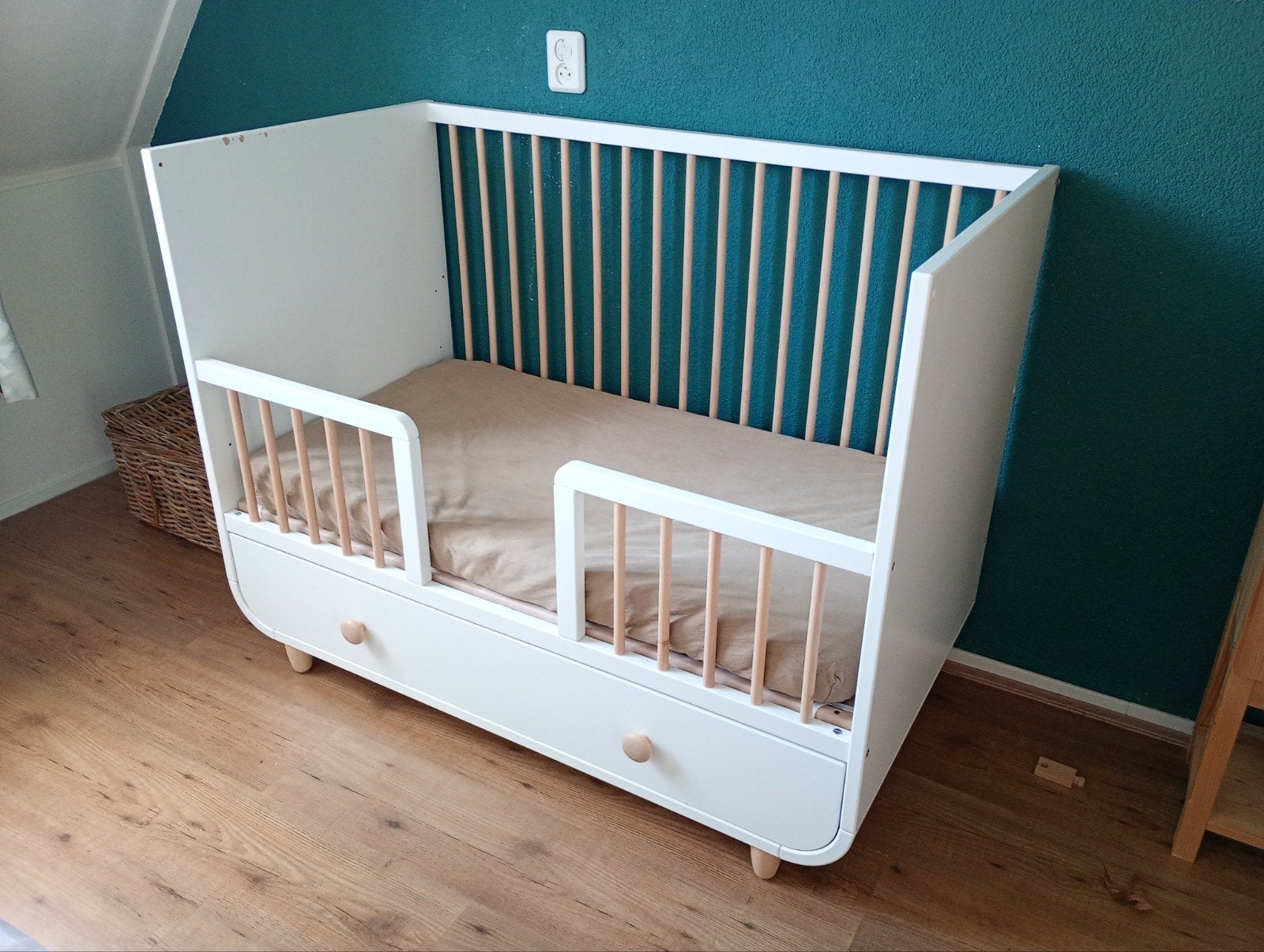 Ikea Myllra ledikant/peuterbed 120x60, Ophalen, Gebruikt, Wit, 190 cm of minder