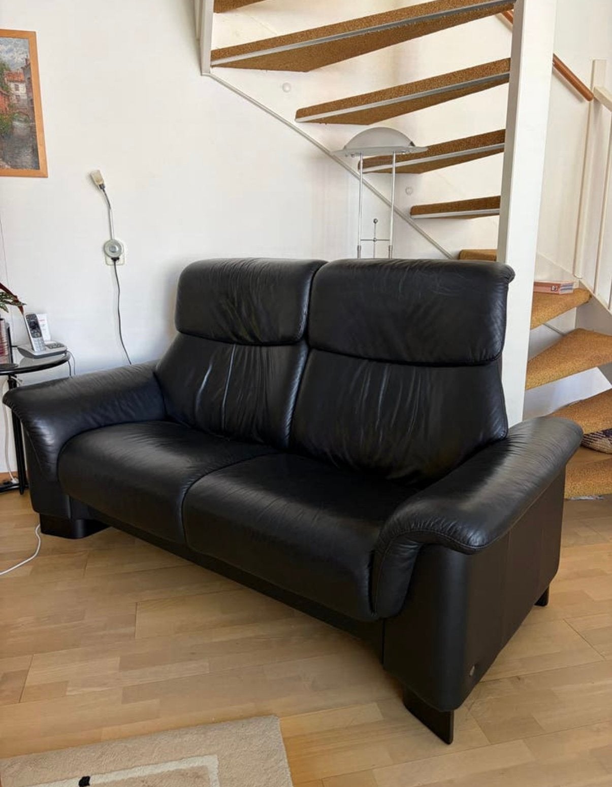Stressless leren bank, Huis en Inrichting, Banken | Bankstellen, Ophalen, Gebruikt, Minder dan 75 cm, 150 tot 200 cm