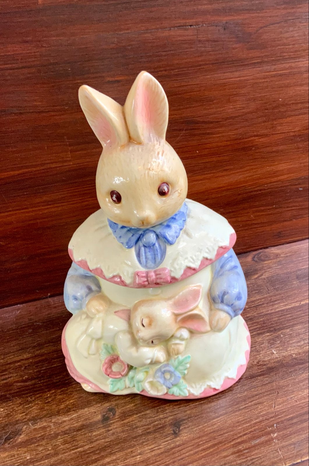Vintage Keramische Koektrommel Moeder Konijn met Baby, Antiek en Kunst, Ophalen of Verzenden