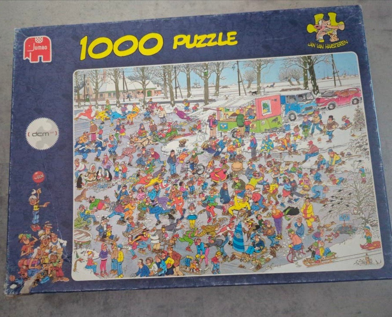 Jan van Haasteren puzzel 1000 stukjes - Op glad ijs, Ophalen of Verzenden, 500 t/m 1500 stukjes, Zo goed als nieuw, Legpuzzel