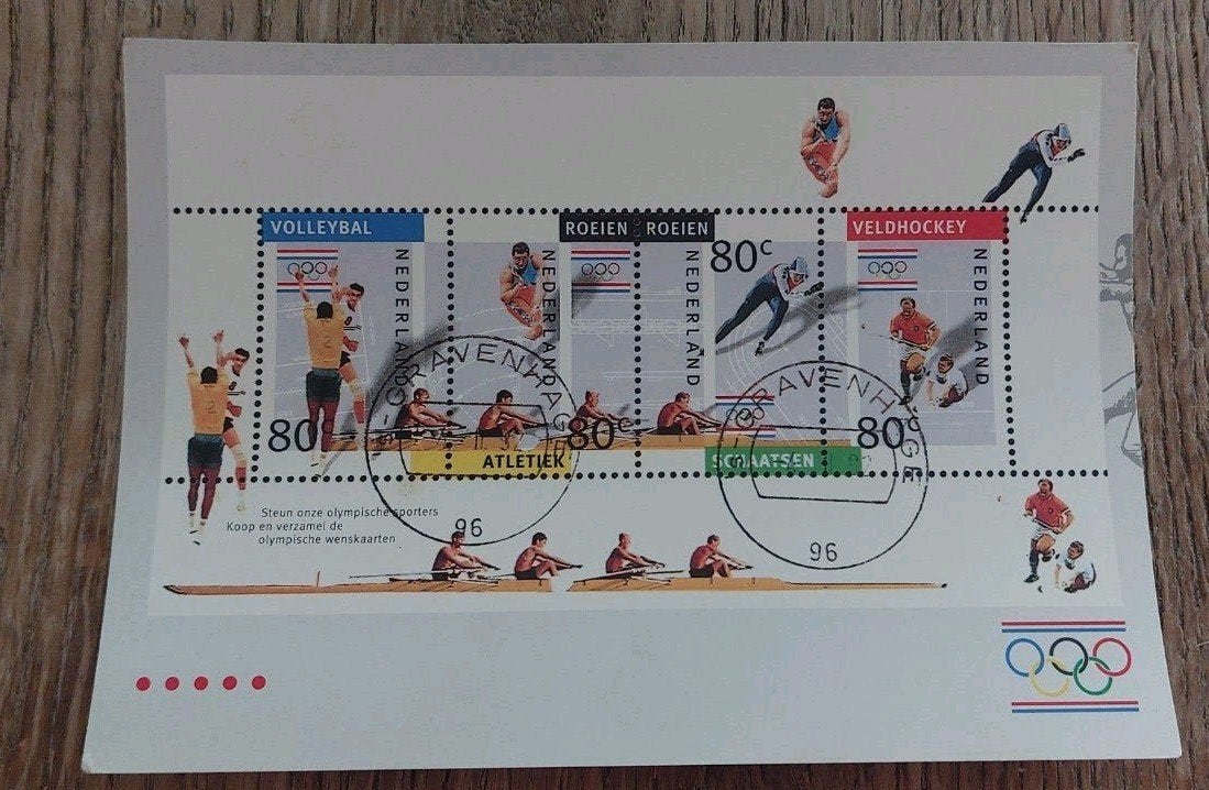 Ansichtkaart met Olympische Spelen postzegels, Ophalen of Verzenden, 1980 tot heden, Ongelopen, Sport en Spel