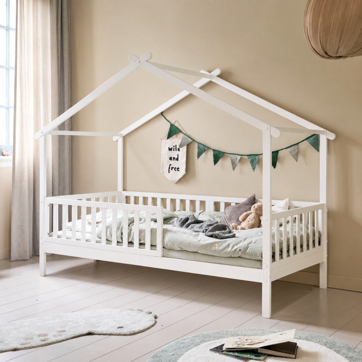 Petit Amelie Bedhuisje "Maison" 200x90 wit incl. matras, Lattenbodem, 85 tot 100 cm, Ophalen of Verzenden, Zo goed als nieuw