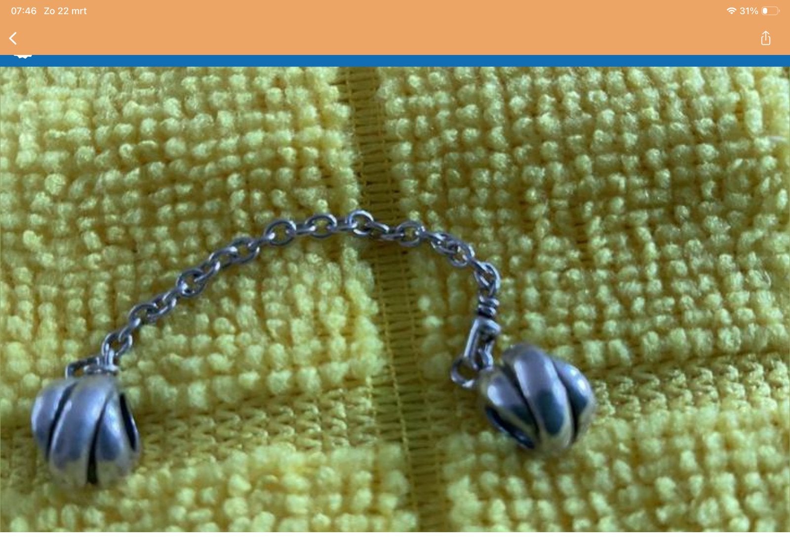 Pandora Veilgheids ketting, Verzenden, Zo goed als nieuw, Zilver, Pandora